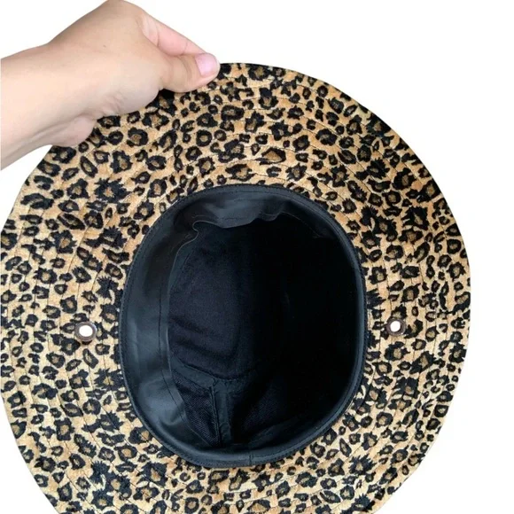 Leopard Print Wide Brim Hat - Picture 3 of 6